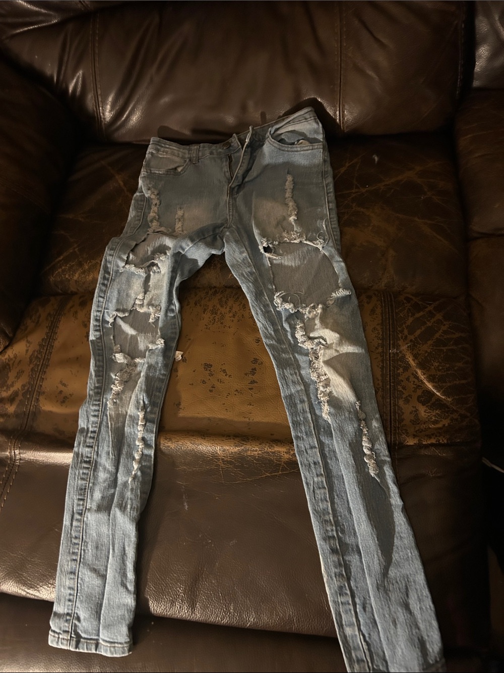BAMBOO Women’s Skinny Ripped Light Blue Jeans
